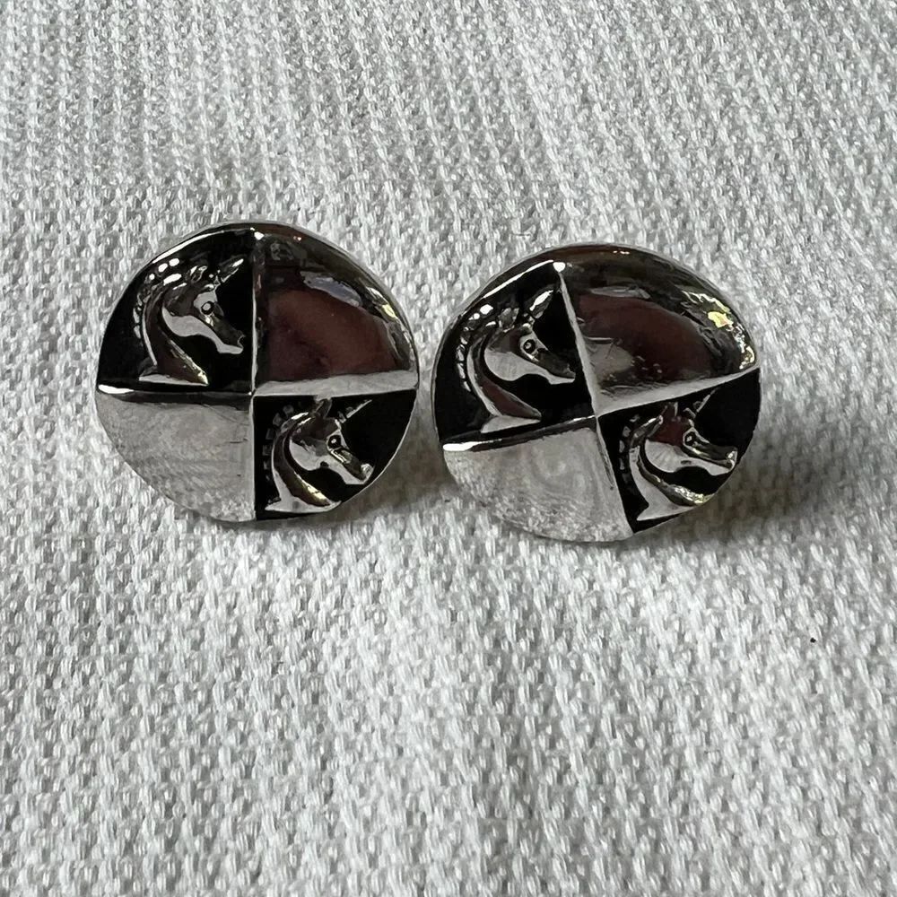1960's-70's Unsigned UNISEX Silver Tone UNICORN CUFF LINKS